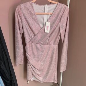 Sparkling Pink Long Sleeve Dress